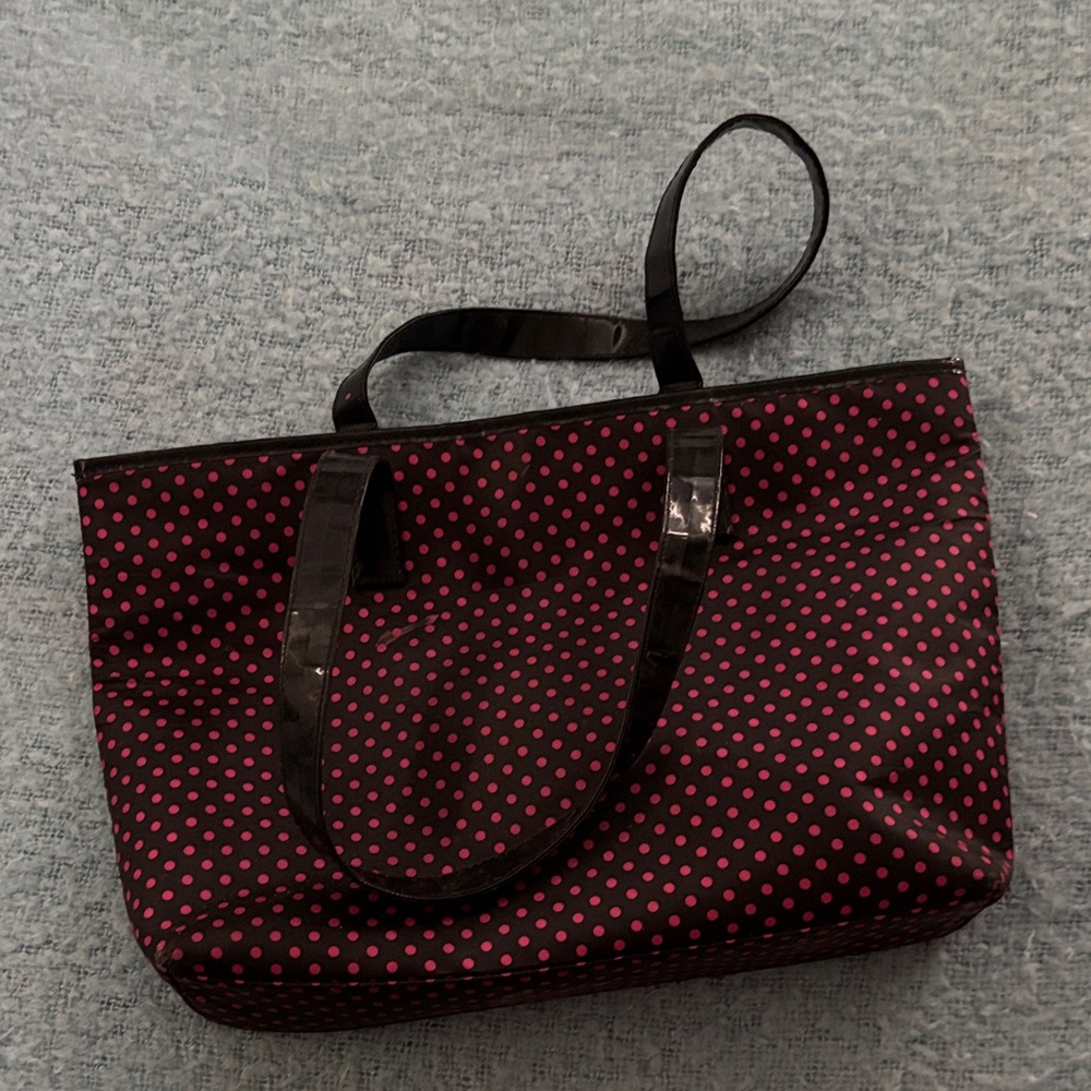 Others Follow Black and Pink Polka Dot Tote